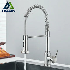 Pull Down Kitchen Faucet Sing Handle Hot Cold Water Mixer Tap 360° Swivel Dual Function Nozzle Kitchen Sink Tap Crane