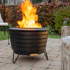 TIKI-Smokeless Smokeless Brand, 24.75 in Patio Fire Pit, Wood Burning, Outdoor   Includes  Pack, Modern Design, Blac