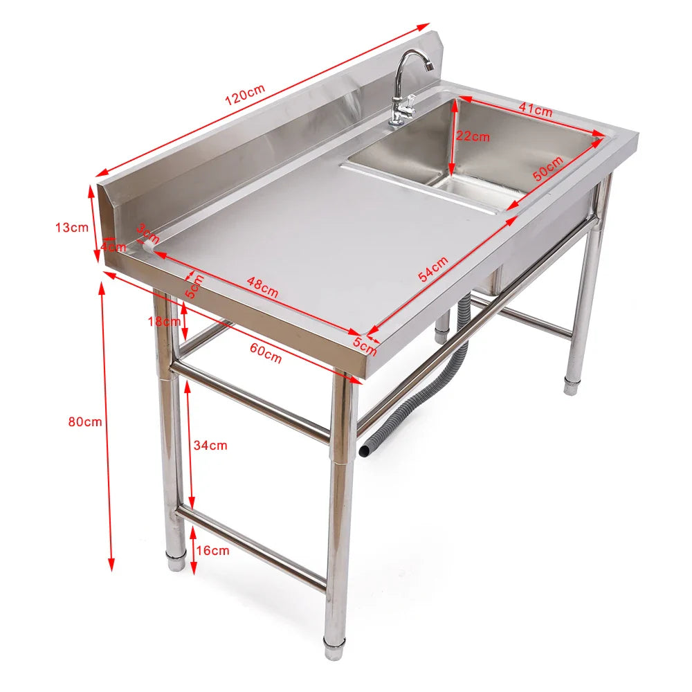 2 Compartment Stainless Steel Commercial Kitchen Sink Restaurant Utility Sink Dish Washing Disinfection Pool with Standing Rack