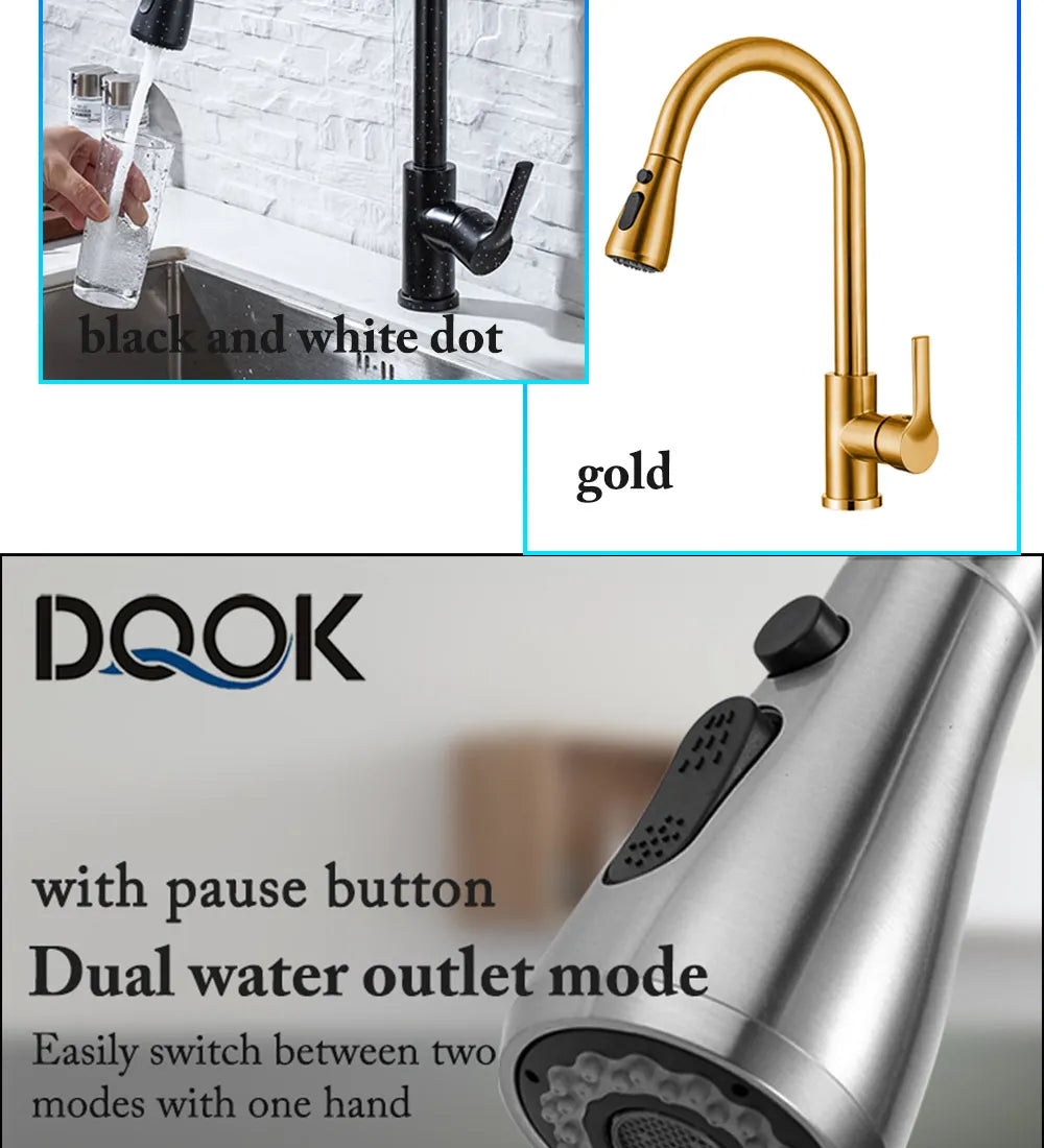 Kitchen Faucet Black Kitchen Tap  Pull Out  Kitchen Sink Mixer Tap Brushed Nickle Stream Sprayer Head Chrome Kitchen Water Tap