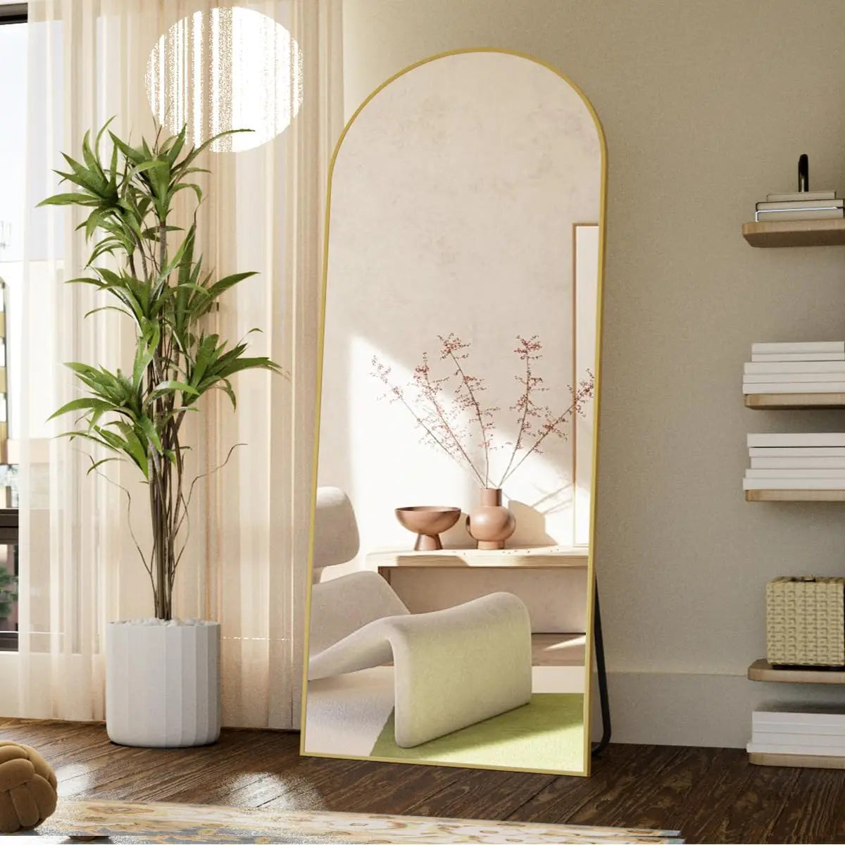 Arched Full Length Mirror, 71"x26" Full Body Floor Mirror Standing Hanging or Leaning Wall, Full Body Mirror with Stand