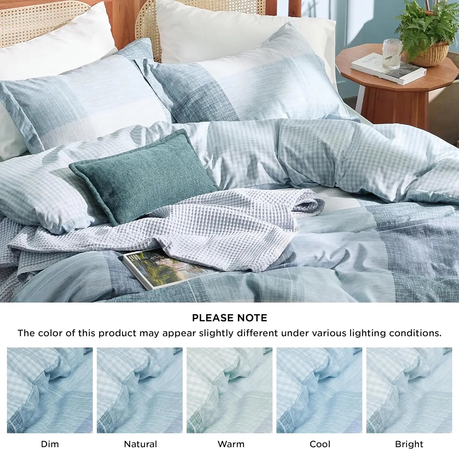 Bedsure Duvet Cover King Size - Reversible Buffalo Plaid Duvet Cover Set with Zipper Closure, Blue Bedding Set