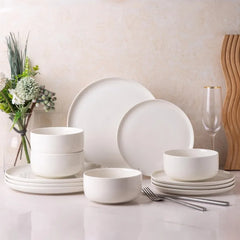 Ceramic Dinnerware Sets,12-Piece Plates and Bowls,Handmade Reactive Glaze Dishes Set,Chip Resistant and Scratch Resistant