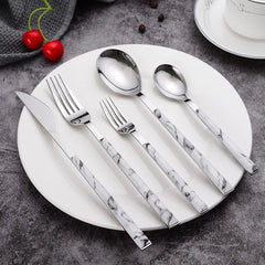 4PCS Marble Handle Tableware Set Stainless Steel Knife Fork and Spoon Set Home Kitchen for Dining Table Western Dinnerware Set