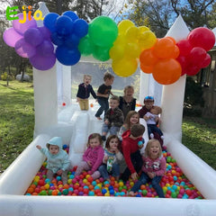 PVC Inflatable White Bounce House Professional Jumping Bouncy Castle Bouncer with Ball Pit&Air Blower For Kids Wedding Party