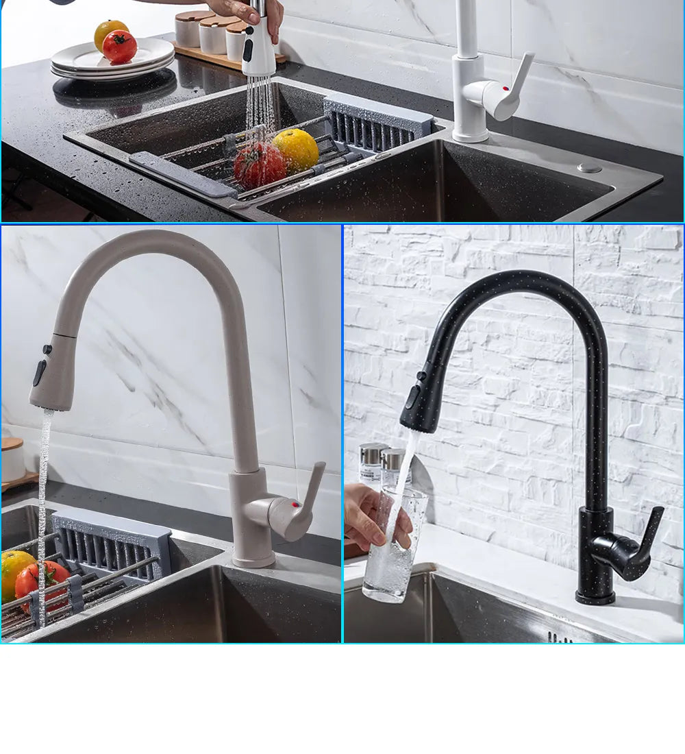 Kitchen Faucet Black Kitchen Tap  Pull Out  Kitchen Sink Mixer Tap Brushed Nickle Stream Sprayer Head Chrome Kitchen Water Tap