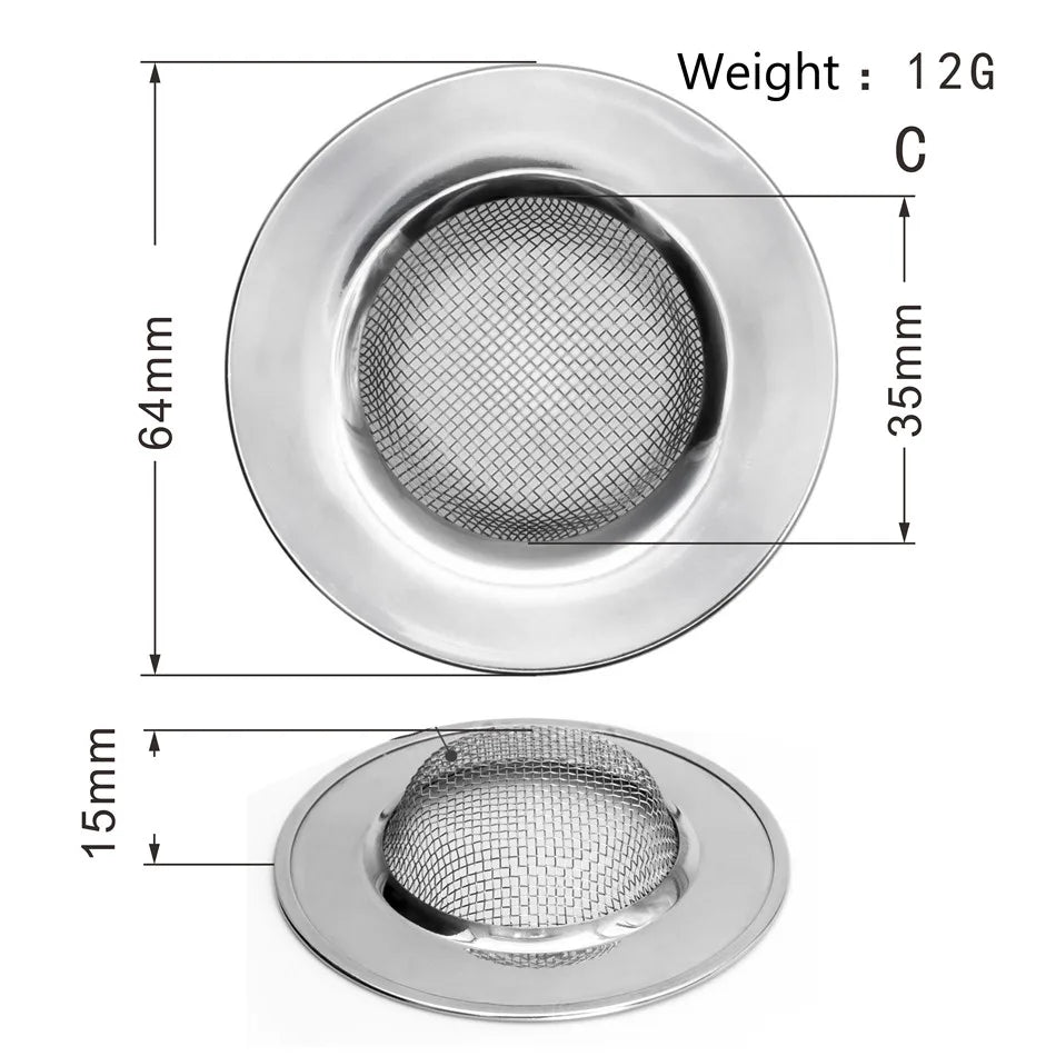 1PCS Kitchen Sink Filter Stainless Steel Mesh Sink Strainer Filter Bathroom Sink Strainer Drain Hole Filter Trap Waste Screen