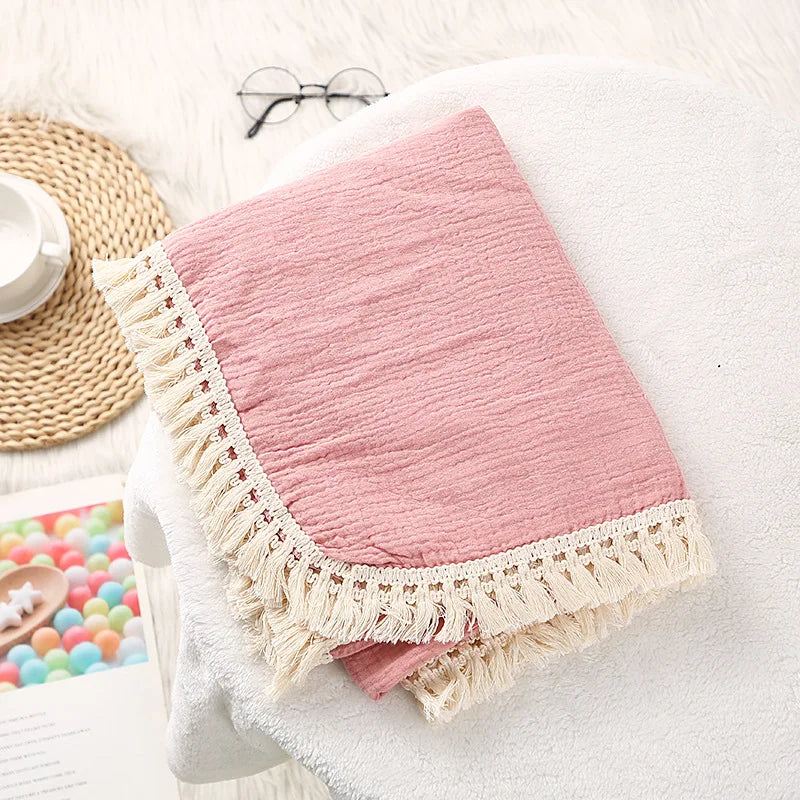 Cute Bear Muslin Squares Cotton Baby Blanket for Newborn Plaid Infant Swaddle Blanket Babies Accessories Bed Summer Comforter