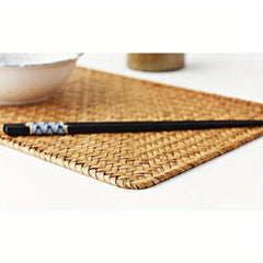 1Pack Rectangular Woven Placemats, Natural Seagrass Place Mats, 14" x 9.5", Rattan Wicker Table Mats for Dining Table