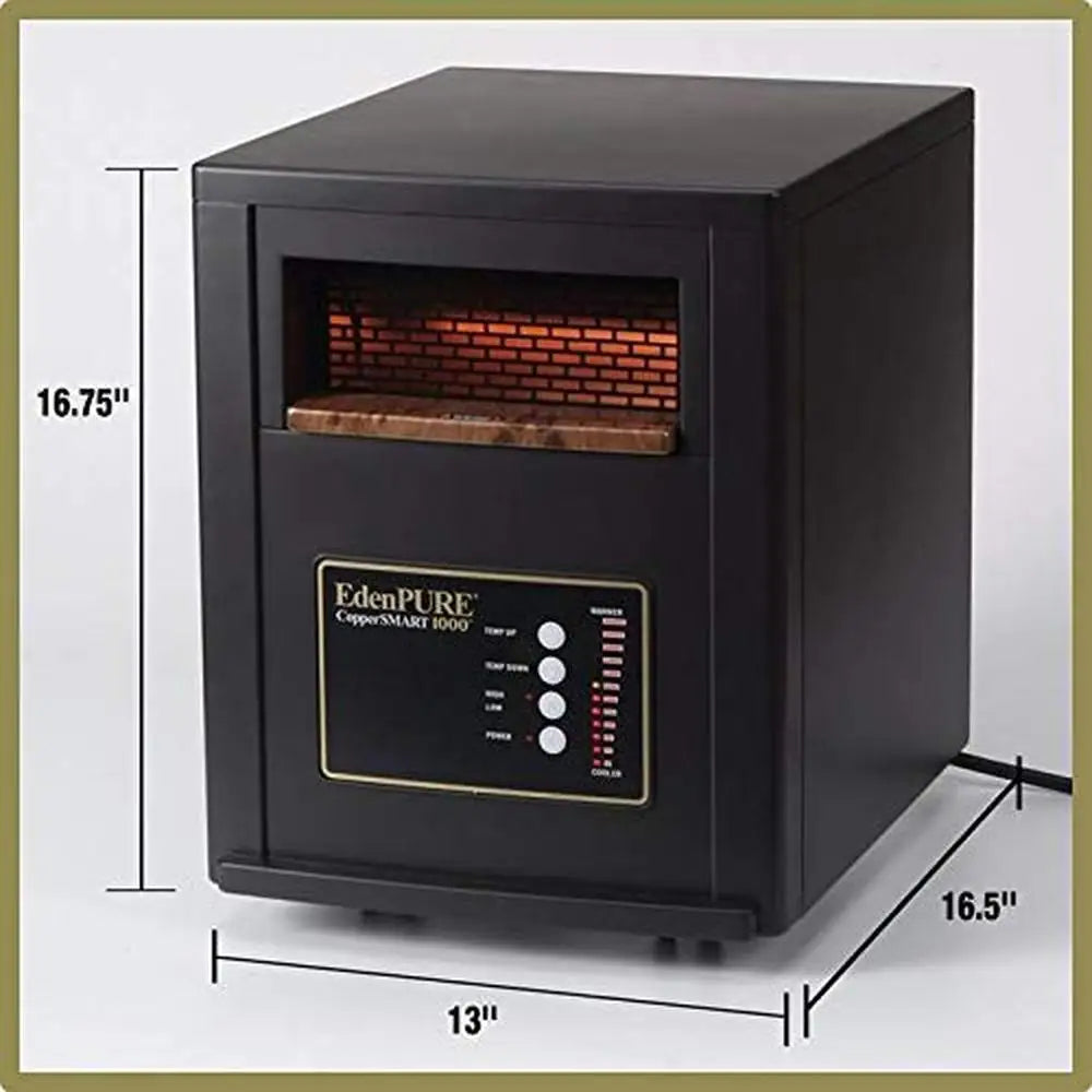 Portable Electric Space Heater Infrared 1500W Energy Efficient Large Small Rooms Black