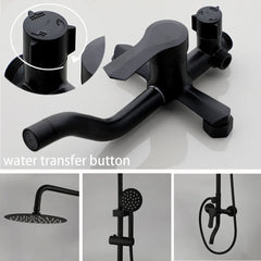 KEMAIDI Matte Black Shower Set Wall Mounted Rainfall Shower Head 3 Way Mixer Adjustable Bathroom Shower Faucet Bathtub Tap