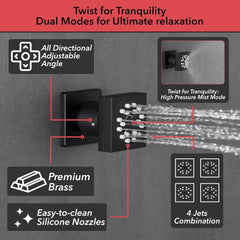 Shower Faucet Set Matte Black Shower System Four Modes Shower Faucet with 2 in 1 Handheld Ceiling Mount 10 Inch Showers Head