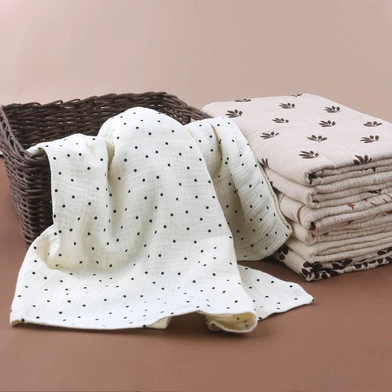 Baby Muslin-Towel Cotton Swaddle Blanket Infant Summer Thin Quilt High Absorbent Bath Towel Air Conditioned Room Blanket