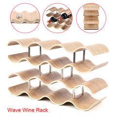 4 Layers Wine Bottle Holder Kitchen Wine Cellar Storage Rack Home Hotel Wooden Display Rack Bar Counter Large-Capacity Creative