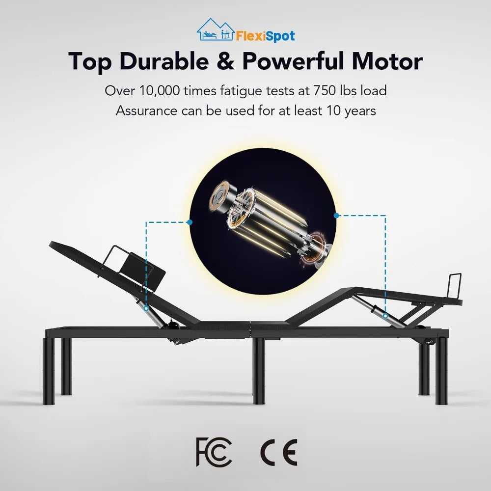 Adjustable Bed Frame Base Queen,Whisper Quiet Durable Motor,Zero Gravity,Mattress Holders, 3-Step Assembly.