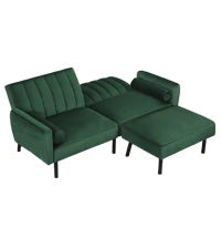 Sofa Bed Sleeper Pull Out 2 in 1 Sectional Couches with Storage,USB,Cup Holder,Pullout Sectional Couches