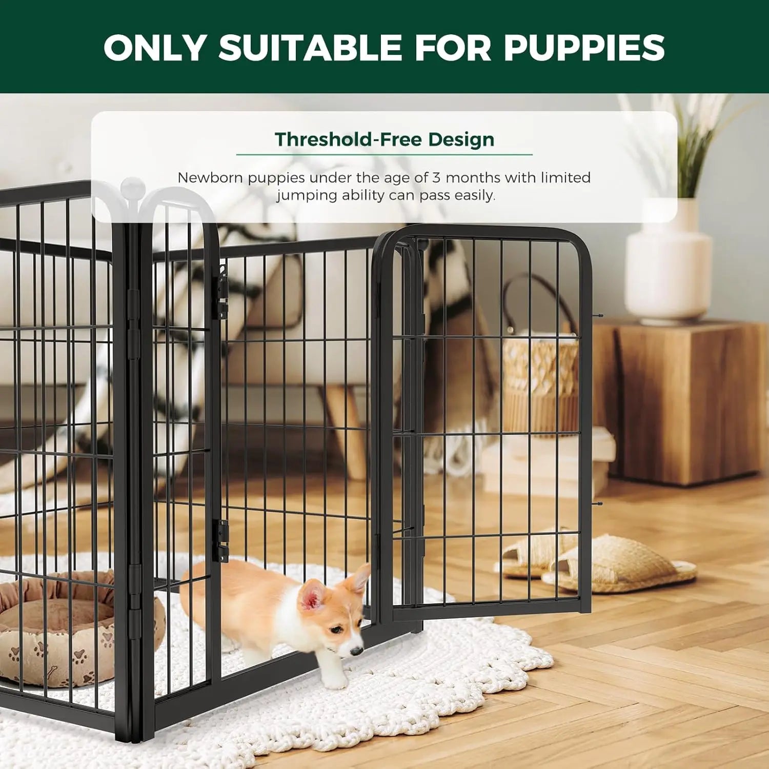 Dog Playpen Designed for Indoor Use, 40" Height for Large Dogs, Black Patented, Heavy Duty Metal Portable Dog Pens Fences