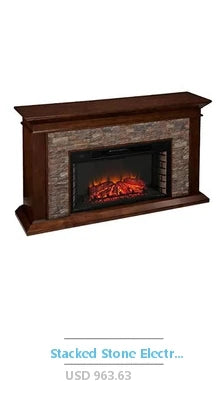 48” Electric Fireplace with White Mantel Surround Realistic Flame Driftwood and Crystals Dual Heating Modes Remote Control Timer