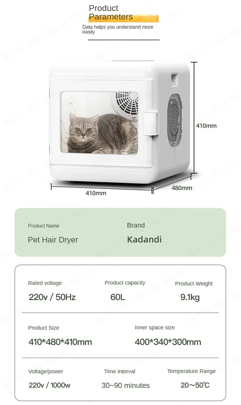 Home Pet Drying Box for Medium To Large Dogs Cat Water Blower Dryer Multifunctional Fully Automatic Silent Hair Dryer for Dogs