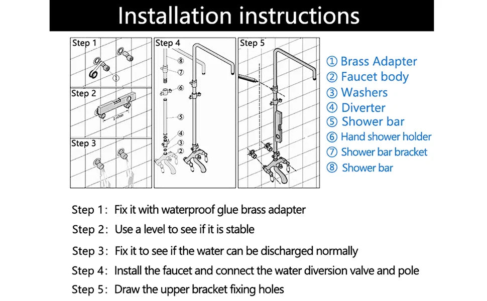 KEMAIDI Matte Black Rainfall Shower Faucet Set Single Lever Bathtub Shower Mixer Faucet & Storage Shelf  Shower Mixer Water Tap