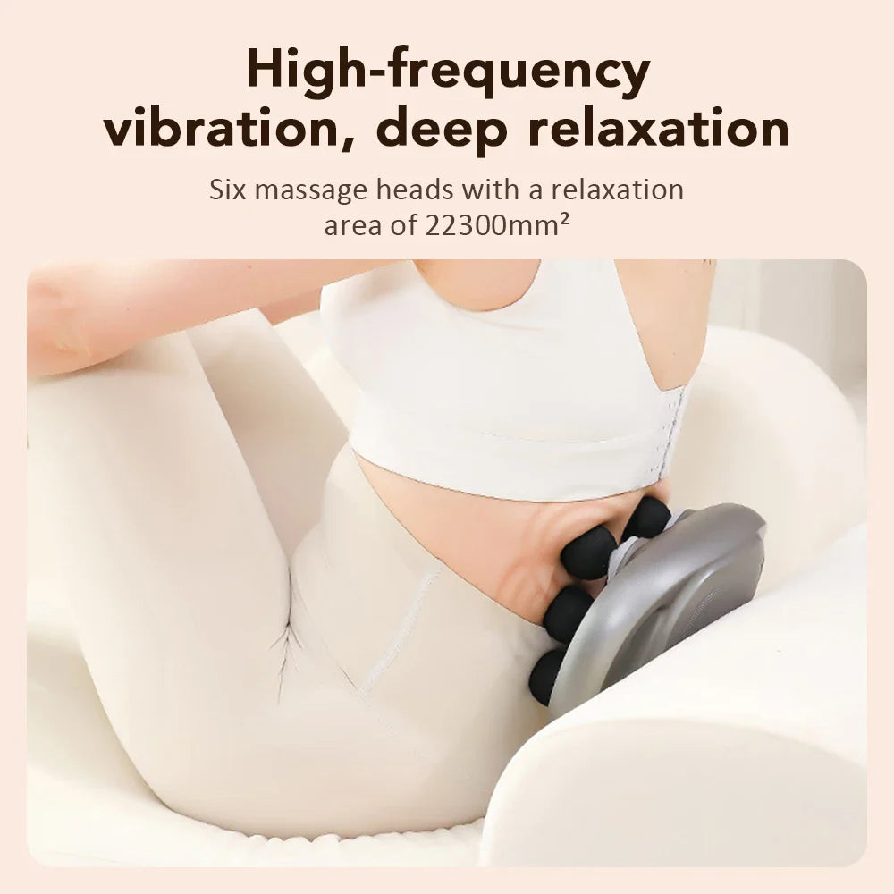 Six-head Fascia Gun Wireless Waist Back Massager High-Frequency Vibration Red Light Body Shoulder Muscle Relaxation Massage Gun