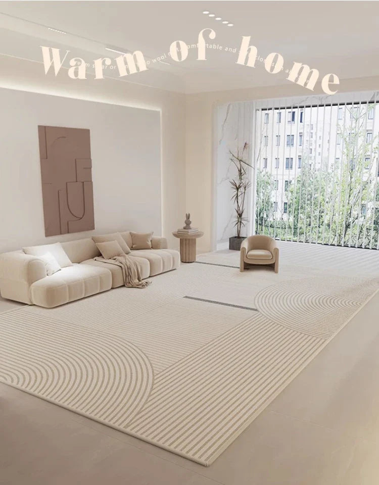 Minimalist Striped Carpet Beige Living Room Large Area Carpets Comfortable Easy To Clean Bedroom Rugs Machine Washable Rug Ковер