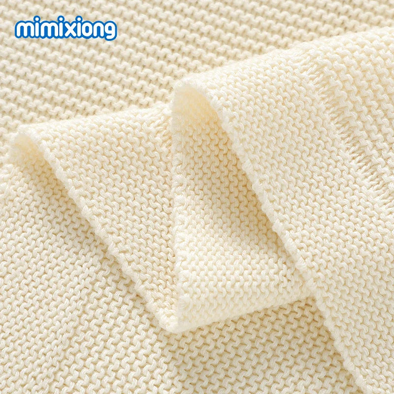 Cotton Baby Blankets Knitted 100*80cm Solid Color Quilts for Newborn Boy Girl Stroller Bedding Swaddle Wrap Portable All Seasons