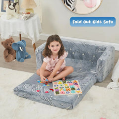 Kids Couch Toddler Chair Folding Extra Wide 2 in1 Glow in The Dark Fold Out Flip Open Kids Sofa Baby Convertible Sofa to Lounger