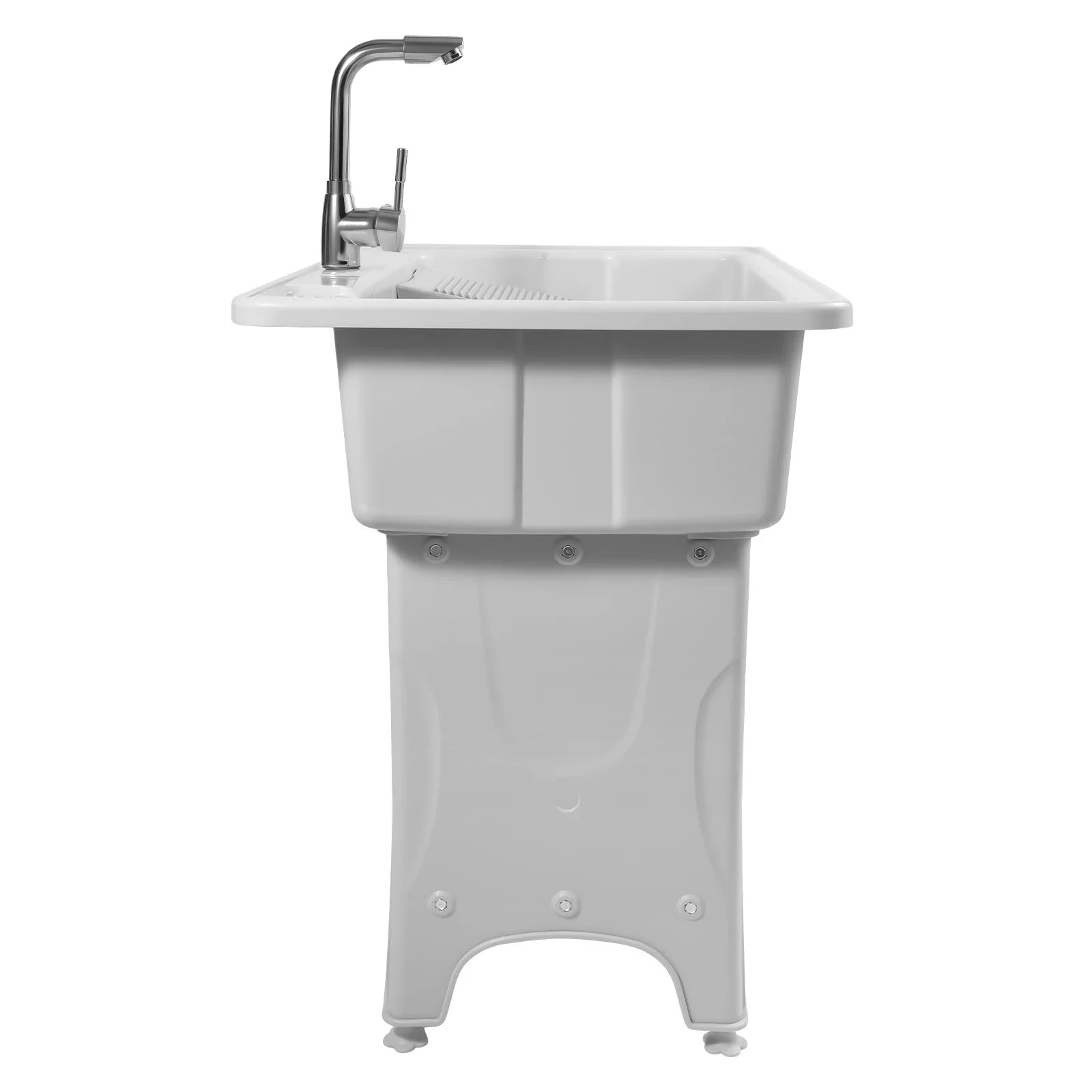 Home Laundry & Utility Sinks, Plastic Freestanding Washing Room Laundry Tub Sink with Washboard Faucet Drain Kit