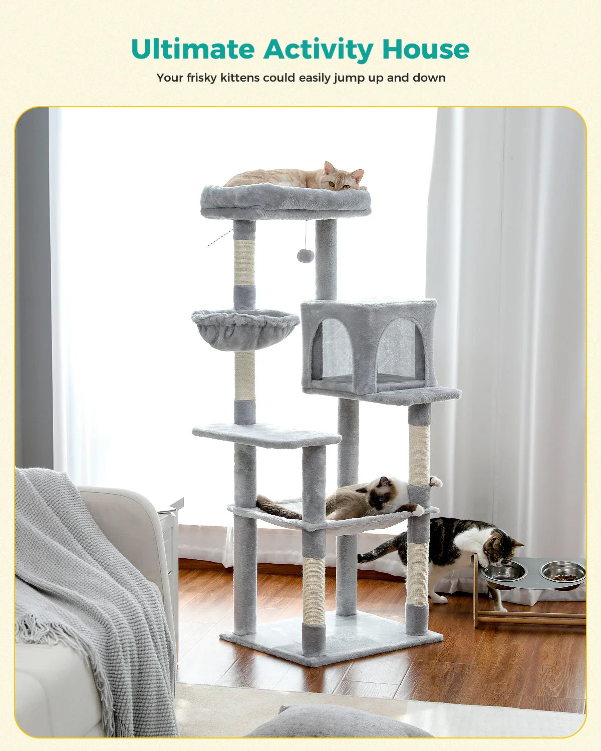 Multi-Level Cat Tree with Condo Scratching Posts Large Cat Tower with Hammock Cat Accessories Kitty Cat Toys Cat Pet Supplies