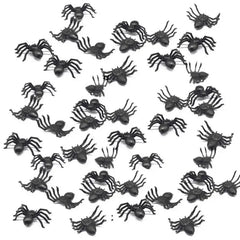 50pcs Halloween Decorative Spiders Small Black Plastic Fake Spider Toys Halloween Funny Prank Props Halloween Party Decorations