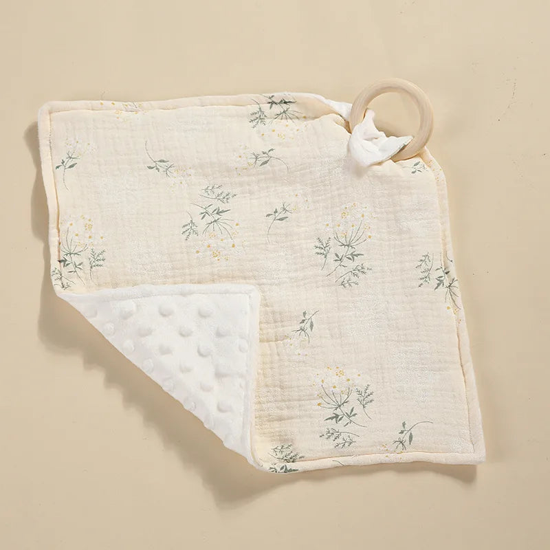 Muslin Square Towel Baby Blankets Newborn Soothe Appease Towel Cotton Baby Comforter Burp Cloth Teether Baby Stuff Snap Button