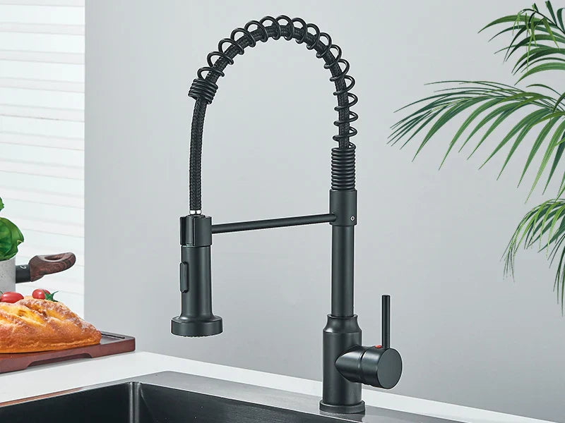 Pull Down Kitchen Faucet Sing Handle Hot Cold Water Mixer Tap 360° Swivel Dual Function Nozzle Kitchen Sink Tap Crane