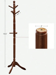 VASAGLE Coat Rack, Solid Wood Coat Stand, Free Standing Hall Coat Tree With 10 Hooks For Coats, Hats, Bags, Purses, For Entry