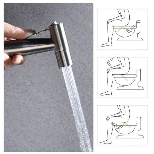 Handheld Bidet Toilet Sprayer Set Stainless Steel Bidet Faucet Wall Mounted Toilet Spray Gun Bathroom Shower Head Self Cleaning