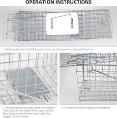 Collapsible Cat Trap 26"x10"x9" Steel Humane Live Animal Trap for Rabbits, Stray Cat, Squirrel, Raccoon, Opossum, Gopher