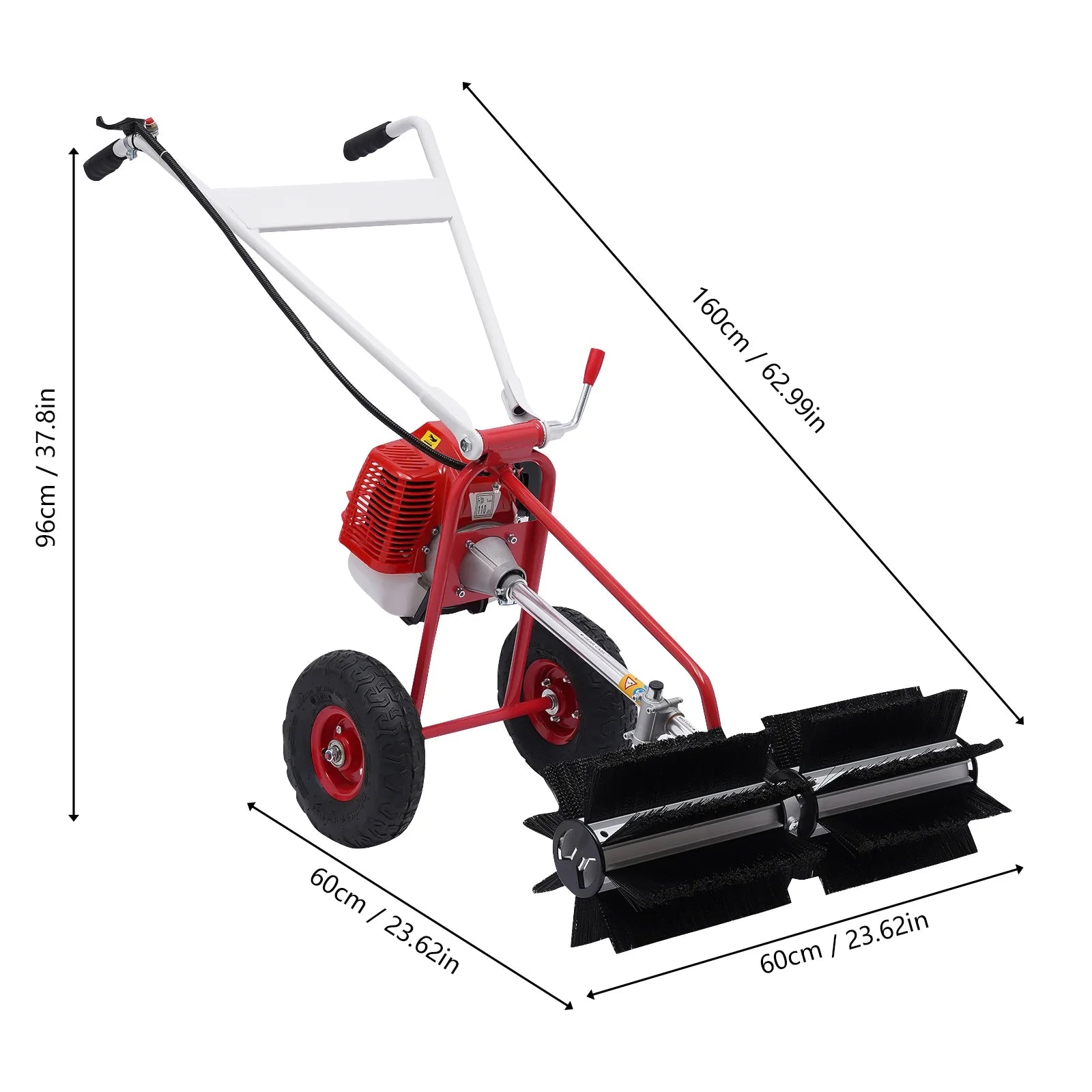 1.25KW Manual Floor Effortless Sweeper Leaf Blower Rustproof for Clean Dirt Leaves and Snow