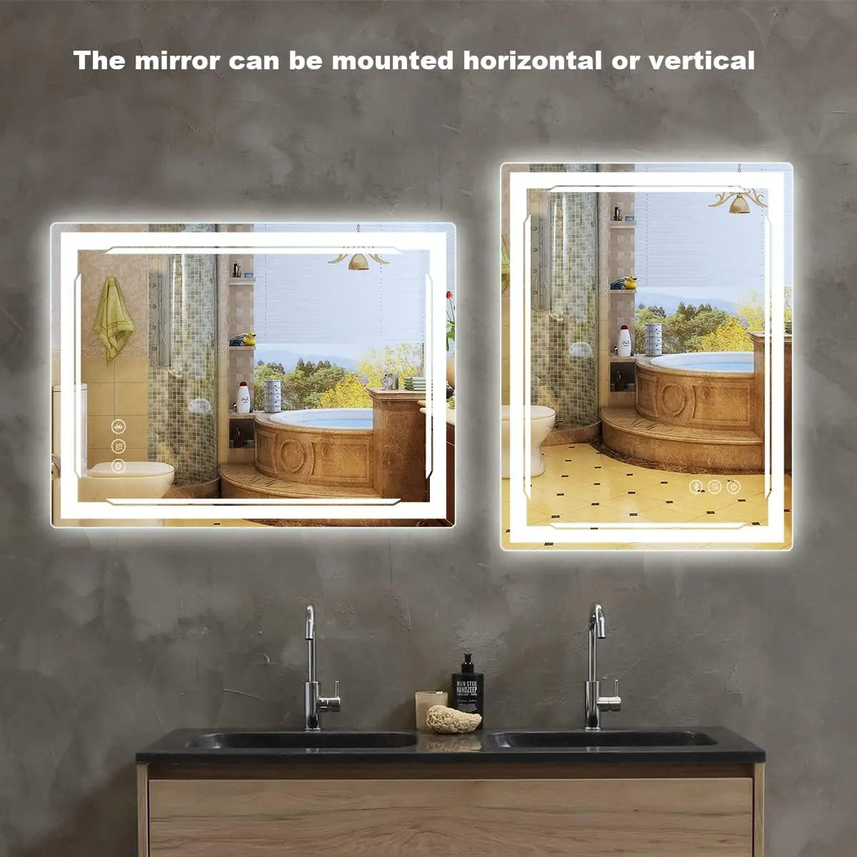 24x32 Lighted Bathroom Mirror with Bluetooth Speaker - Smart LED Makeup Wall Mounted Mirrors - 3 Lights Setting Anti-Fog