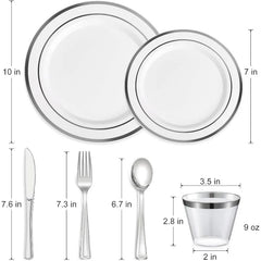 600 Pcs Plastic Dinnerware Set for 100 Guests, Disposable Plastic Plates for Party Wedding Birthday, Dinner Plates, Salad Plates