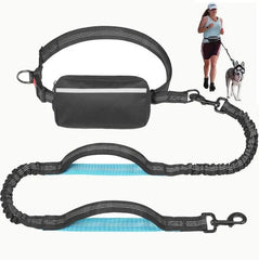 Hands-free dog leash with zipper pocket, anti-tangle double layer dog leash, durable bungee cord for dog walking, jogging, etc.