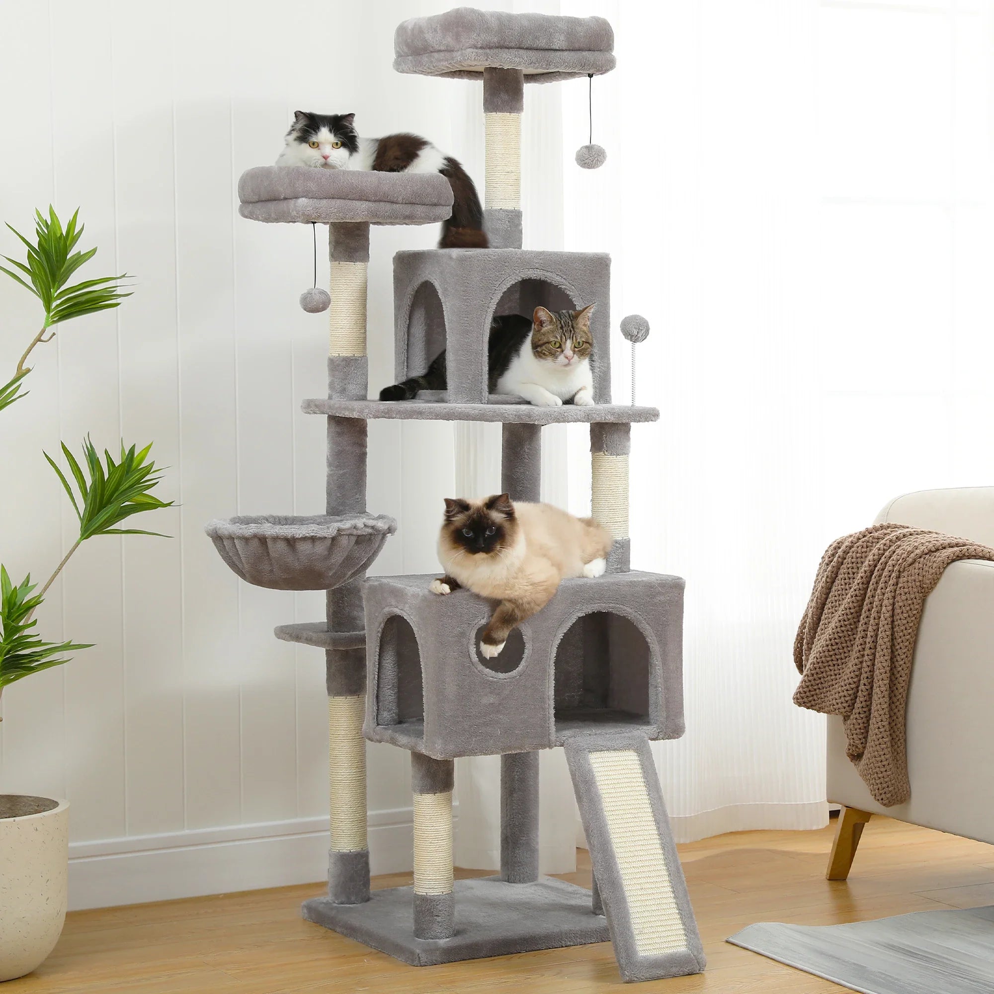 Multi-Level Cat Tree with Condo Scratching Posts Large Cat Tower with Hammock Cat Accessories Kitty Cat Toys Cat Pet Supplies