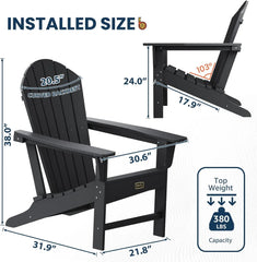 Adirondack Chair | Adult-Size, Weather Resistant for Patio Deck Garden, Backyard & Lawn Furniture | Easy Maintenance