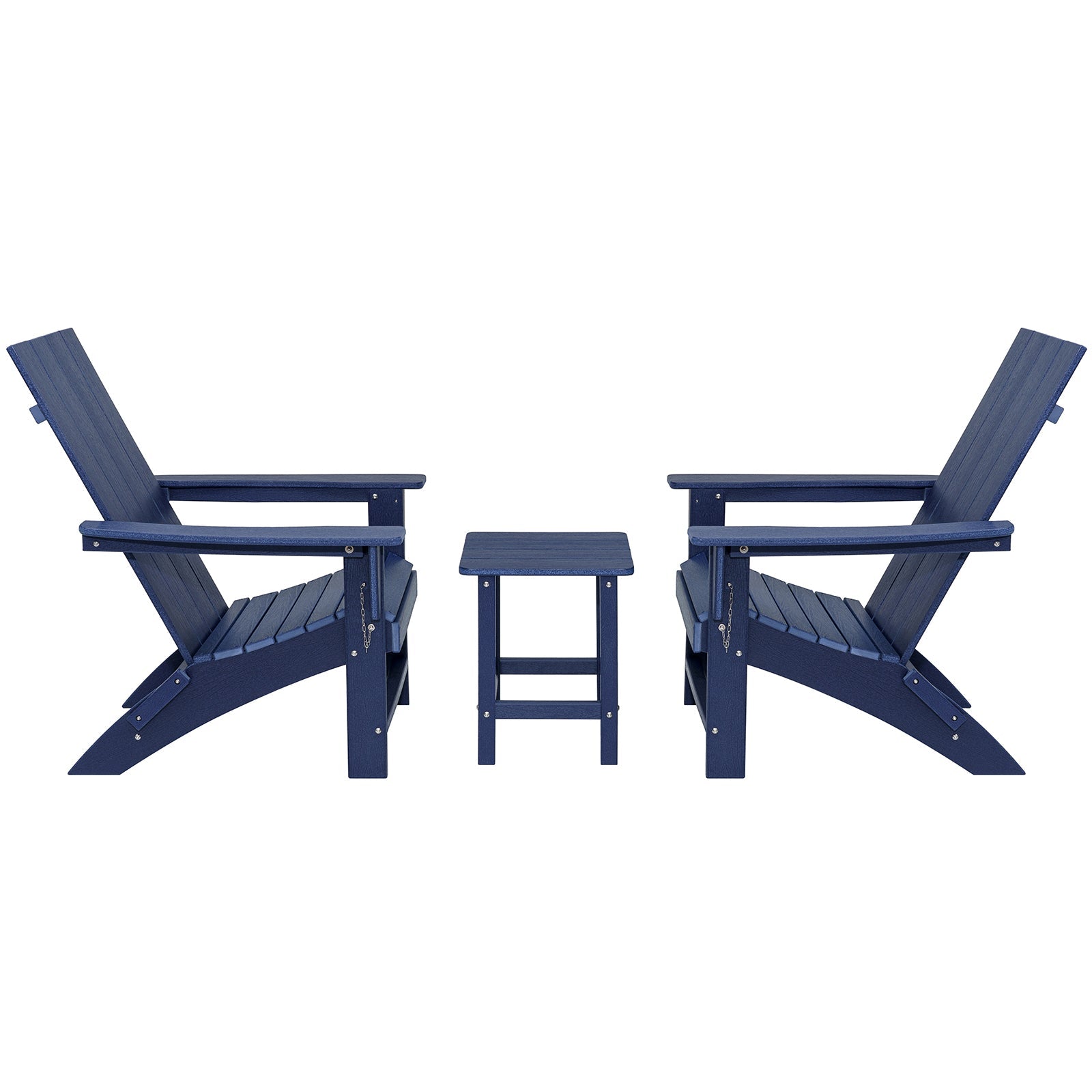 HDPE Folding 2 Adirondack Bench Lounge Chairs with Footrest &Table Outdoor Patio