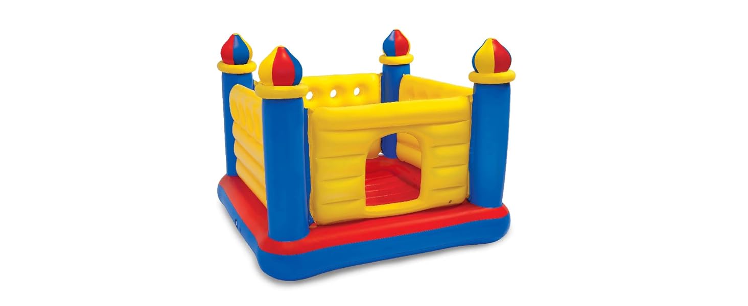 Intex 48259EP Inflatable Colorful Jump-O-Lene Castle Bouncer Indoor Outdoor Kids Jump Bounce House for 2 Kids, Ages 3 to 6 Years