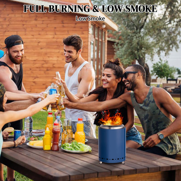 7.1*7.1*9.7in smokeless fire pit blue