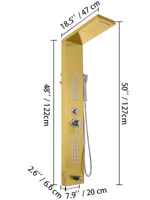 VEVOR  LED Light Shower Panel System Waterfall Rain Shower Faucet SPA Massage Jets Tub Shower With Bidet Bath Taps For Bathroom