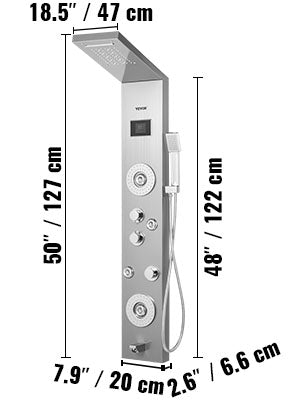 VEVOR  LED Light Shower Panel System Waterfall Rain Shower Faucet SPA Massage Jets Tub Shower With Bidet Bath Taps For Bathroom